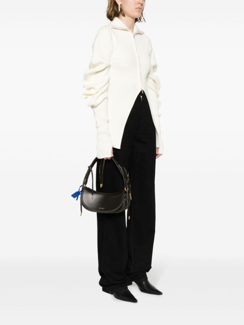 Black Edge Weaving Leather Shoulder Bag
