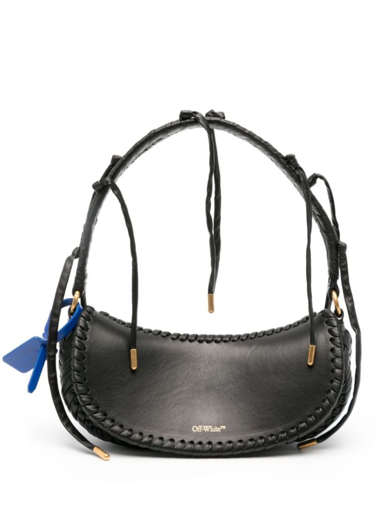 Black Edge Weaving Leather Shoulder Bag