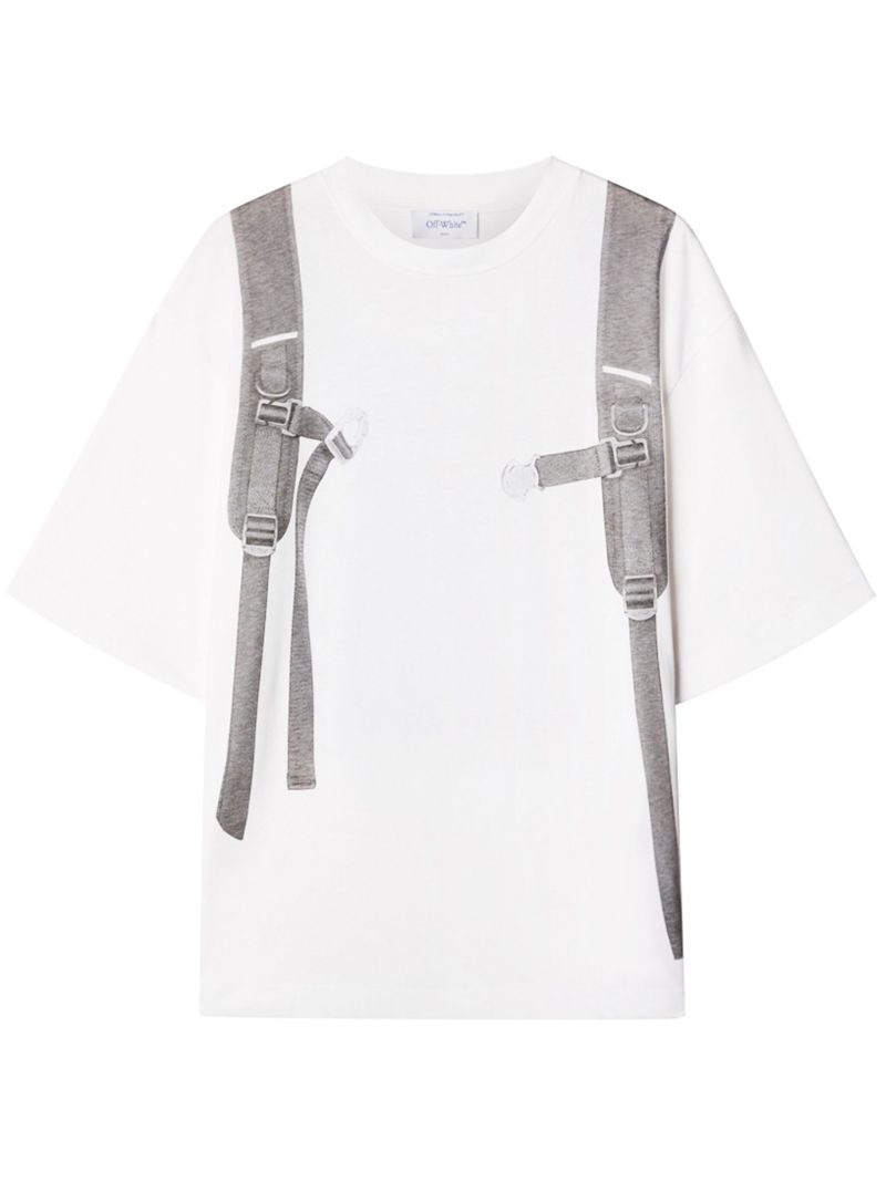 White Backpack Skate Cotton T-shirt
