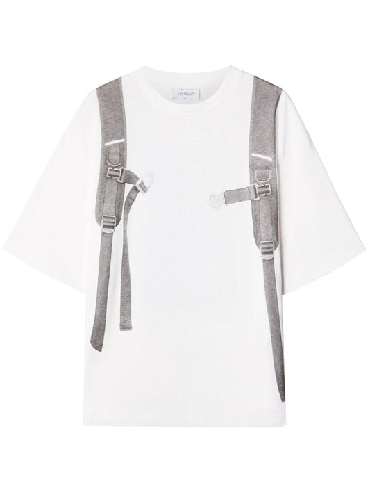 White Backpack Skate Cotton T-shirt