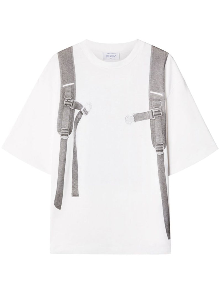 White Backpack Skate Cotton T-shirt