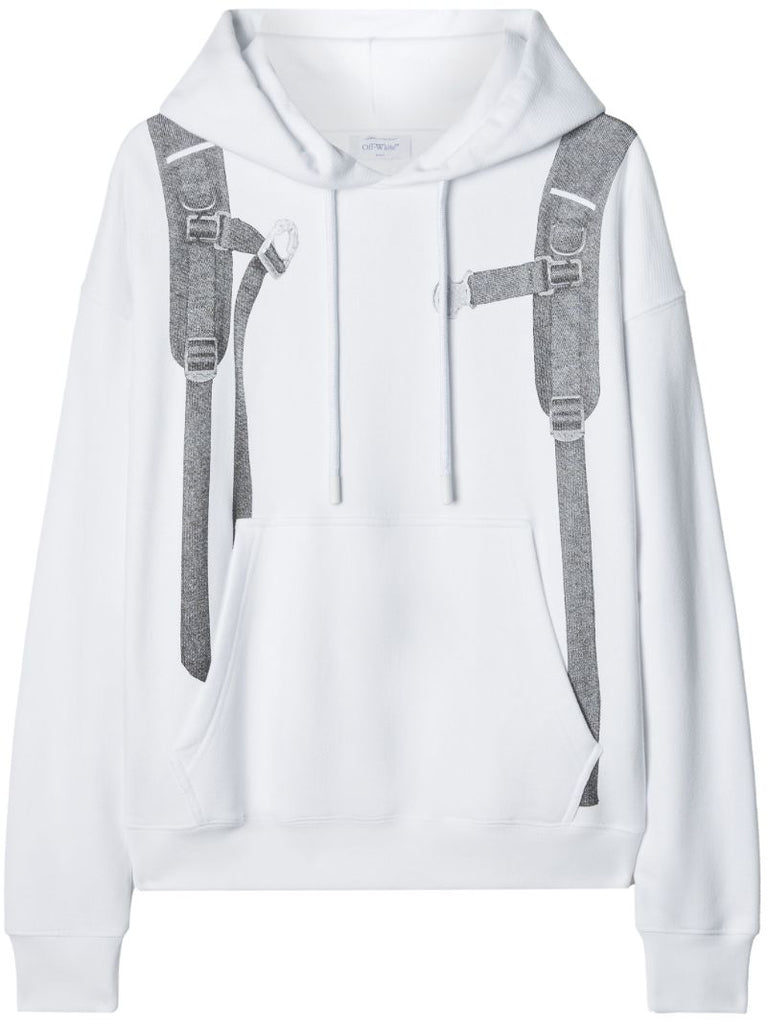 White Backpack Skate Cotton Hoodie