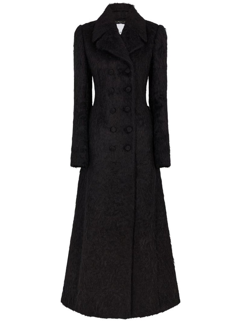 Black Double-breasted Alpaca Wool Coat
