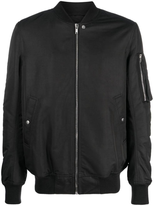 Black Zip-up Wool Bomber Jacket