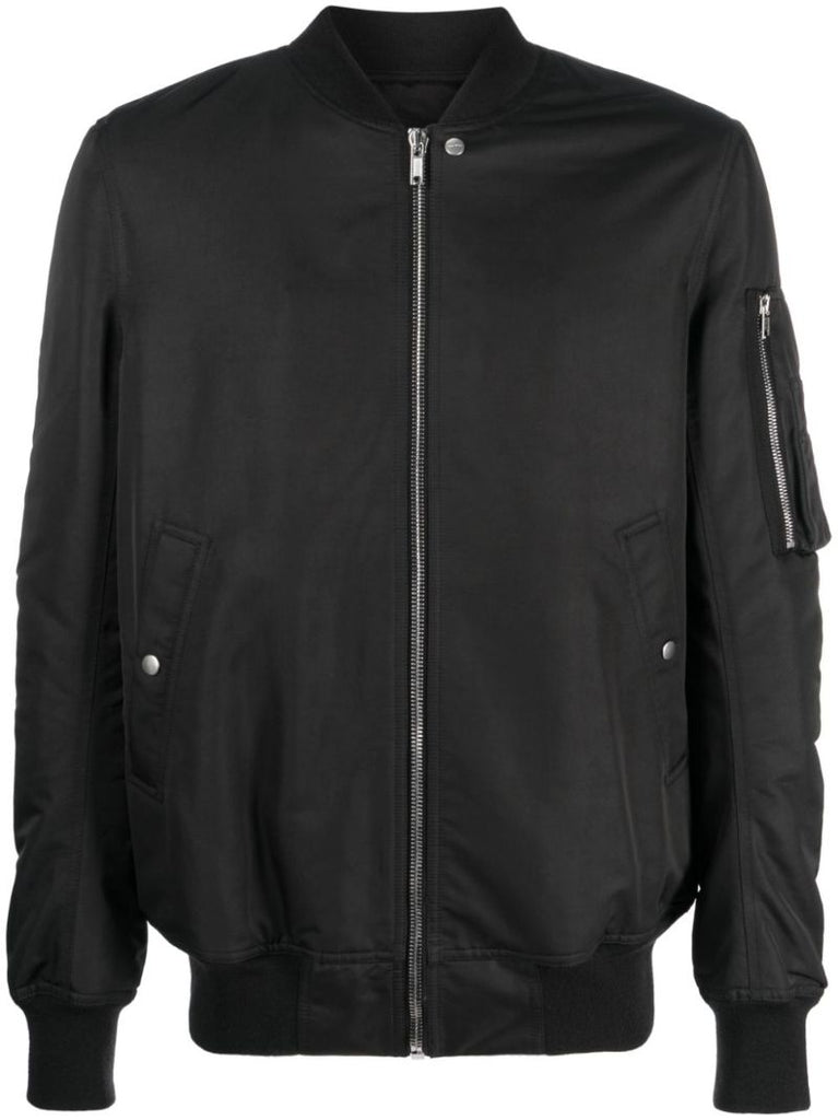Black Zip-up Wool Bomber Jacket