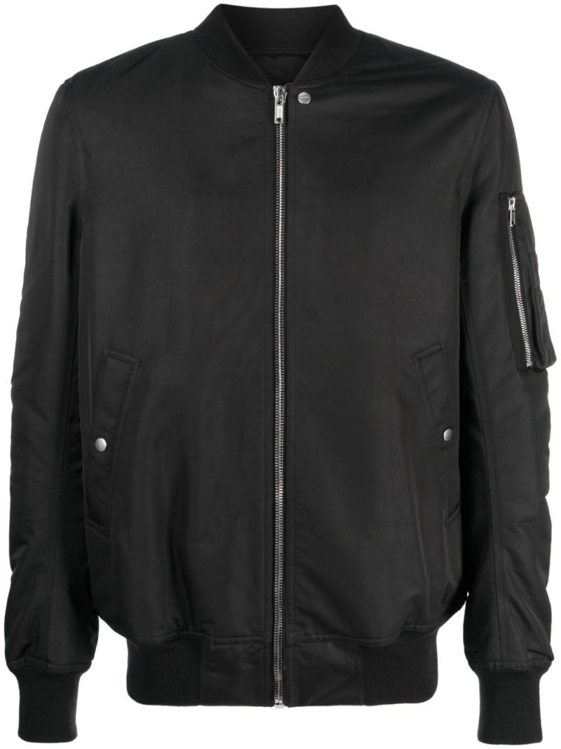 Black Zip-up Wool Bomber Jacket