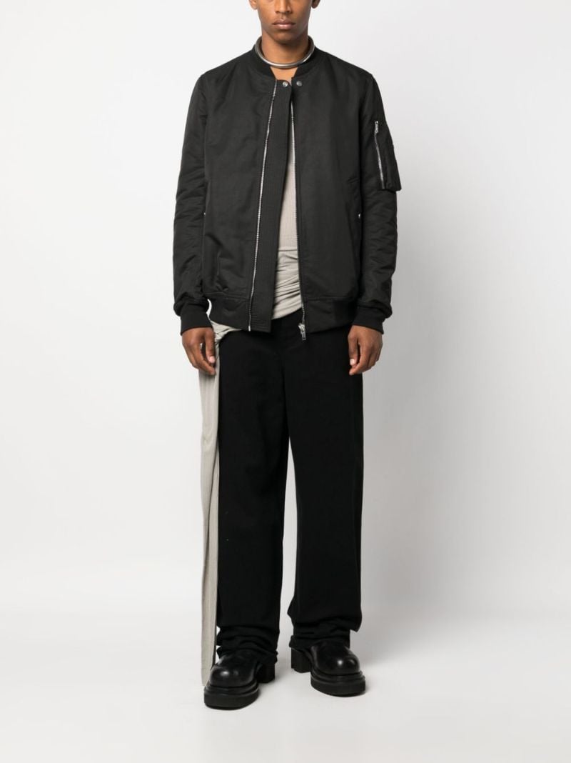Black Zip-up Wool Bomber Jacket