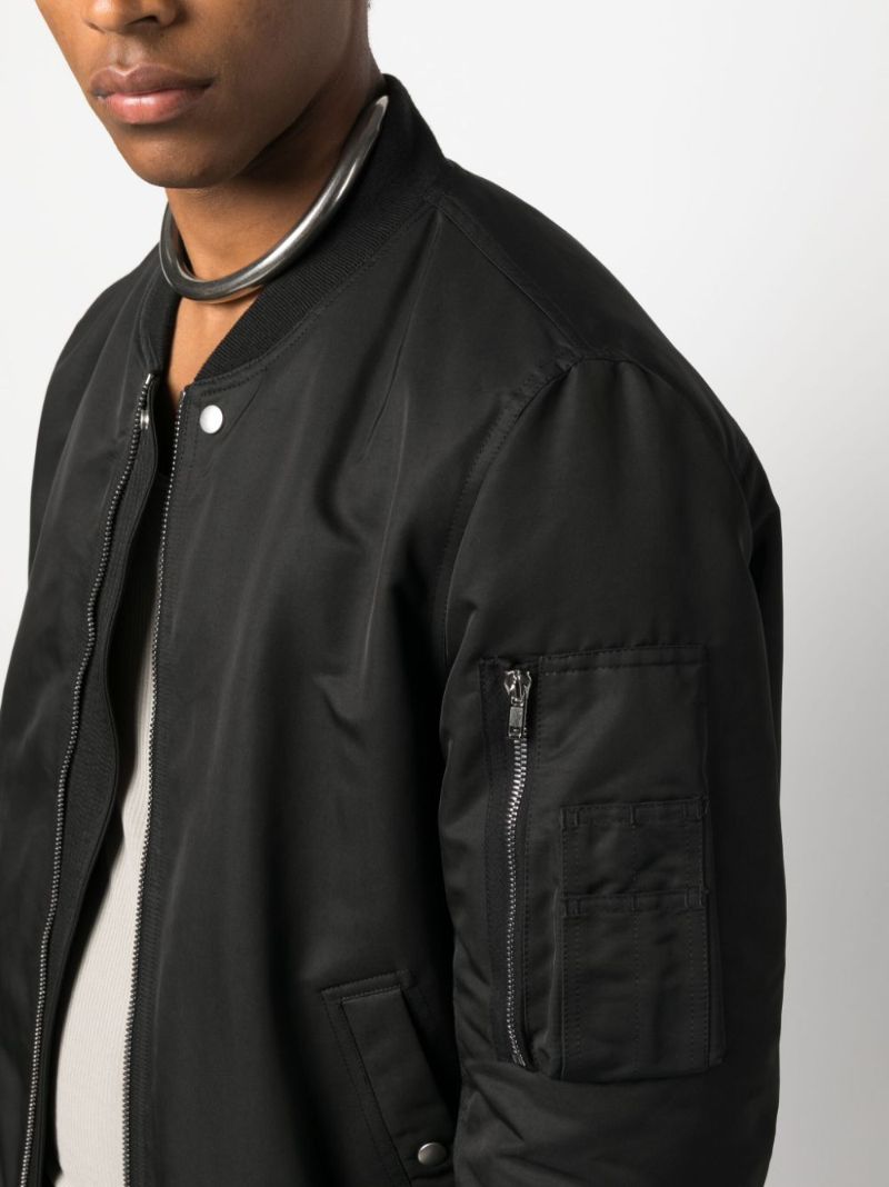 Black Zip-up Wool Bomber Jacket