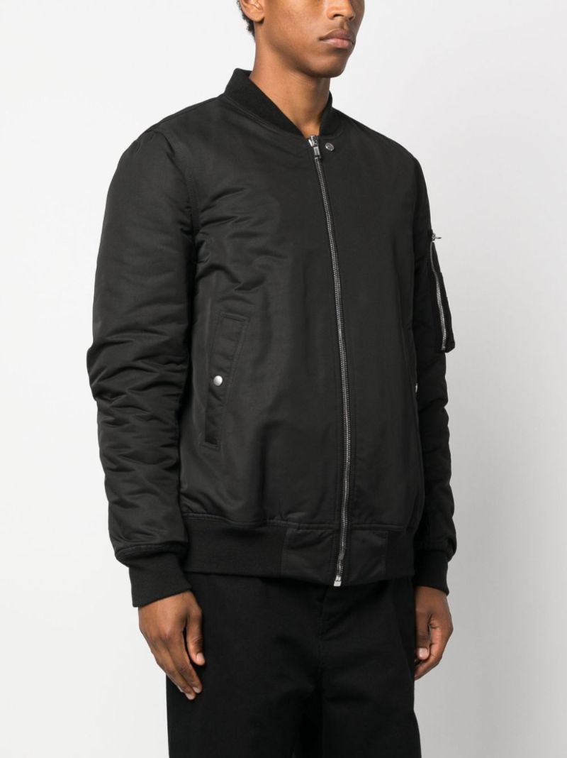 Black Zip-up Wool Bomber Jacket