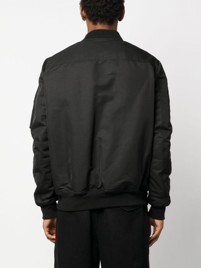 Black Zip-up Wool Bomber Jacket