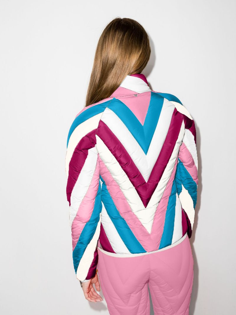 Blue Chevron-quilted Ski Jacket