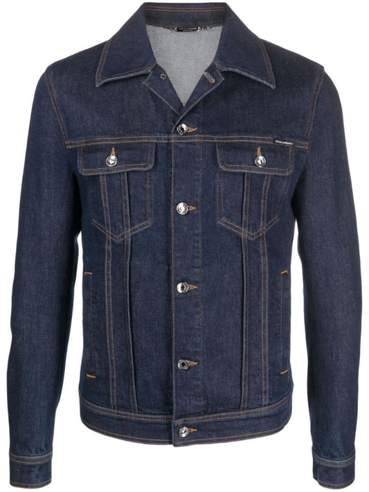 Blue Logo-print Cotton Jacket