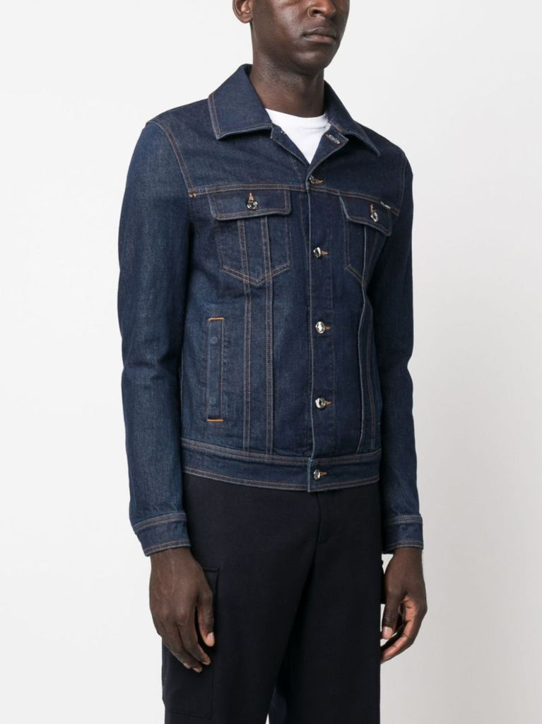 Blue Logo-print Cotton Jacket