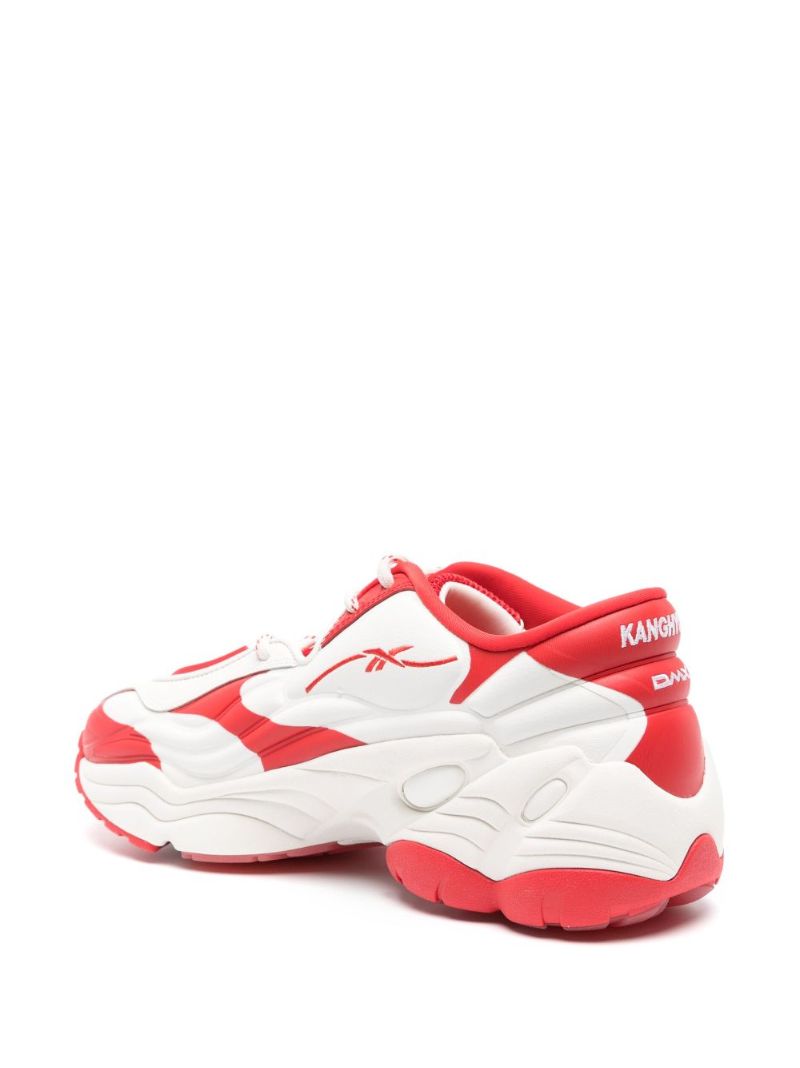 X Kanghyuk White and Red Dmx Run 6 Modern Sneakers