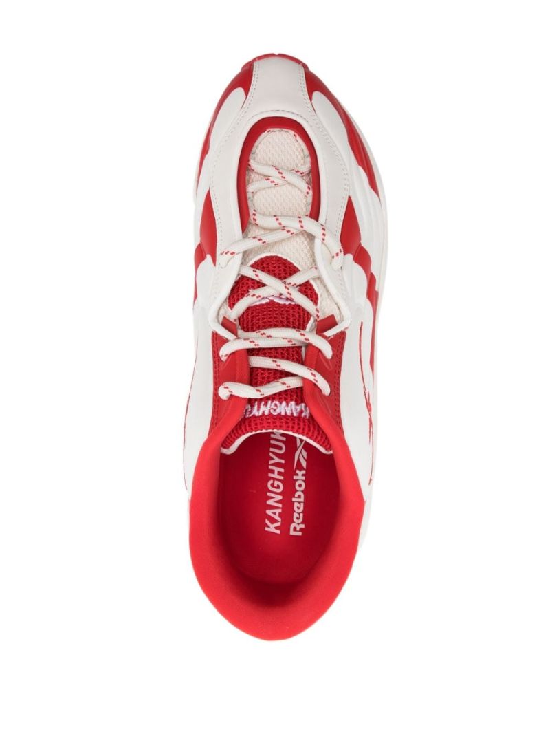 X Kanghyuk White and Red Dmx Run 6 Modern Sneakers