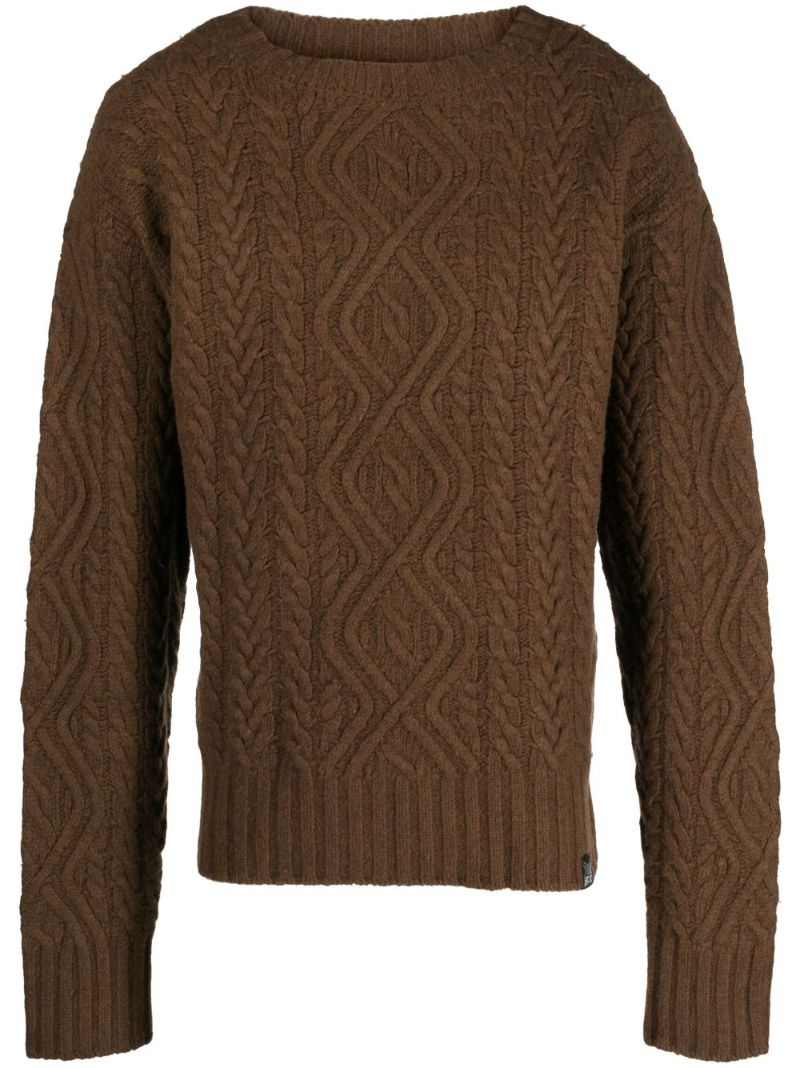 Brown Cable-knit Merino Wool Sweater