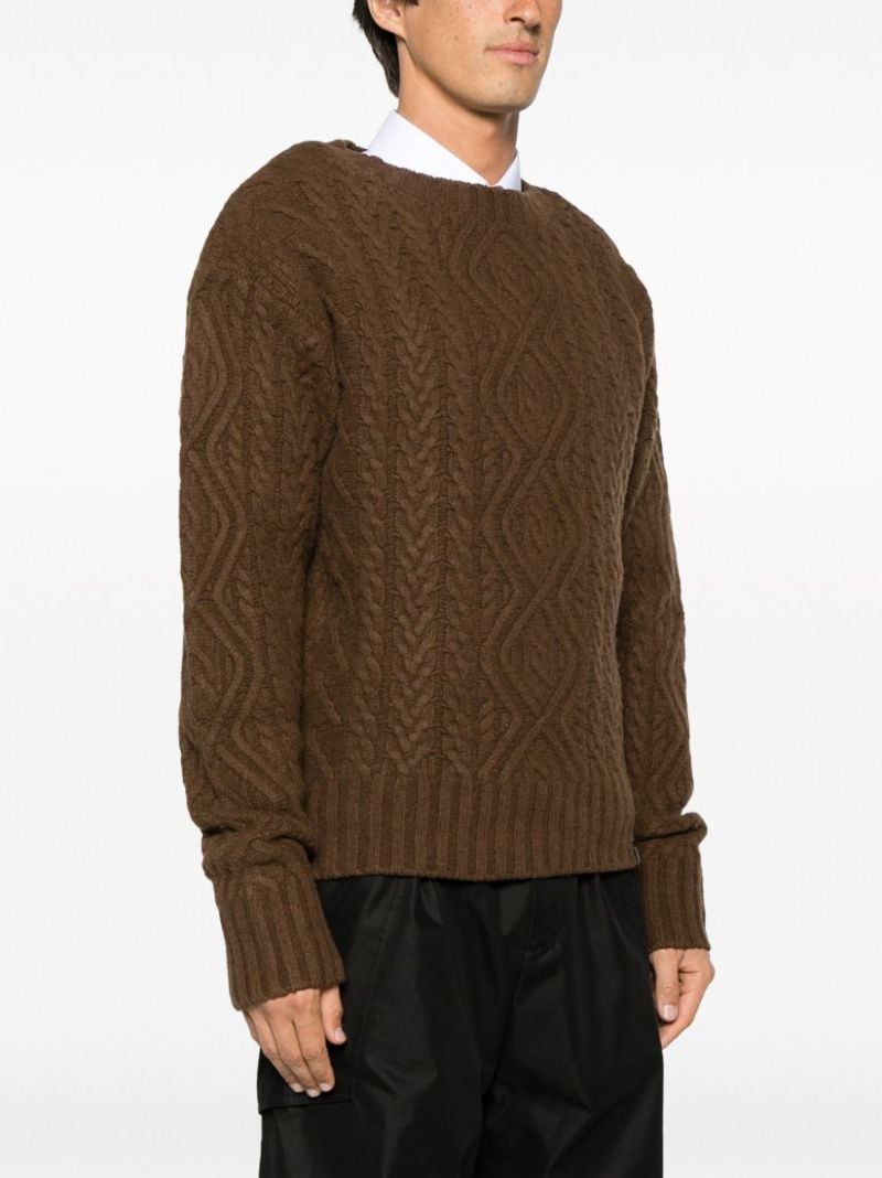 Brown Cable-knit Merino Wool Sweater