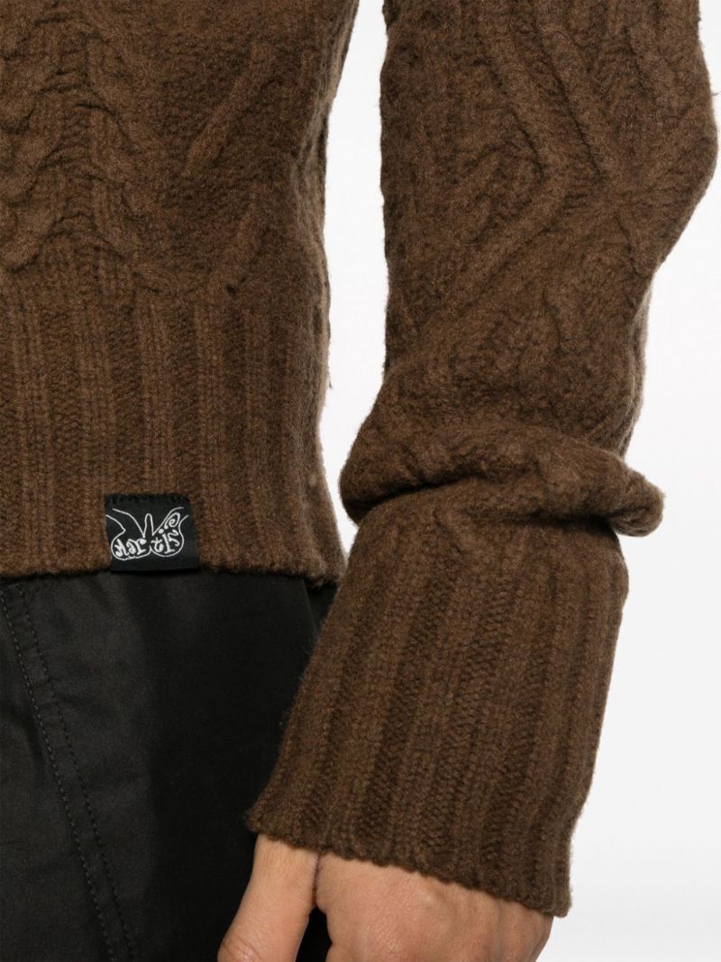 Brown Cable-knit Merino Wool Sweater