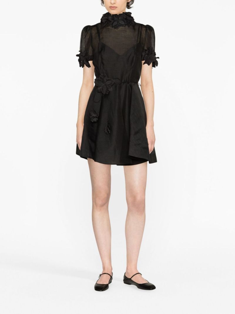 Black Luminosity Liftoff Flower Mini Dress