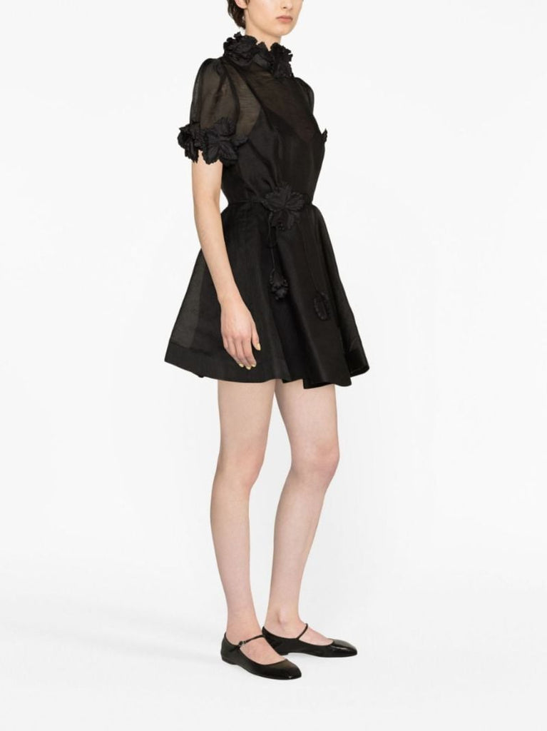 Black Luminosity Liftoff Flower Mini Dress