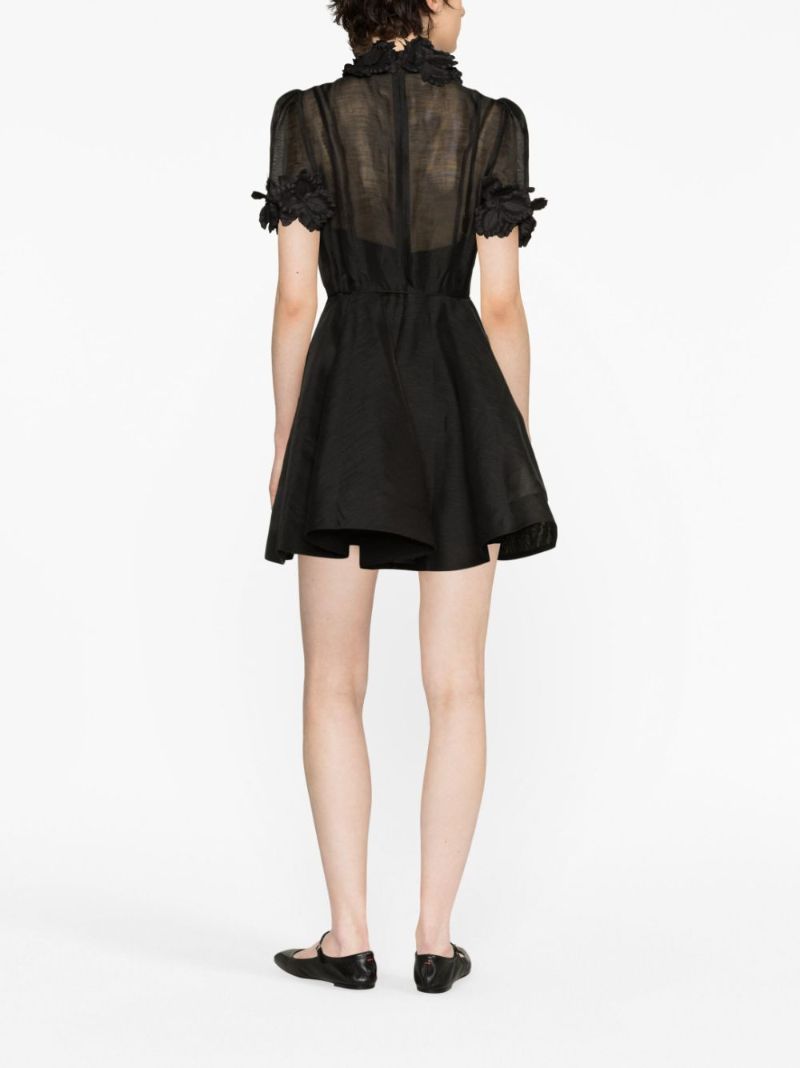 Black Luminosity Liftoff Flower Mini Dress
