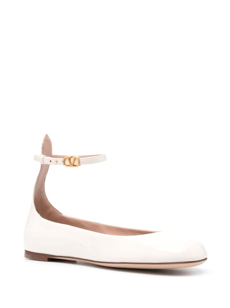 Neutral Tan-go Patent Leather Ballerina Shoes