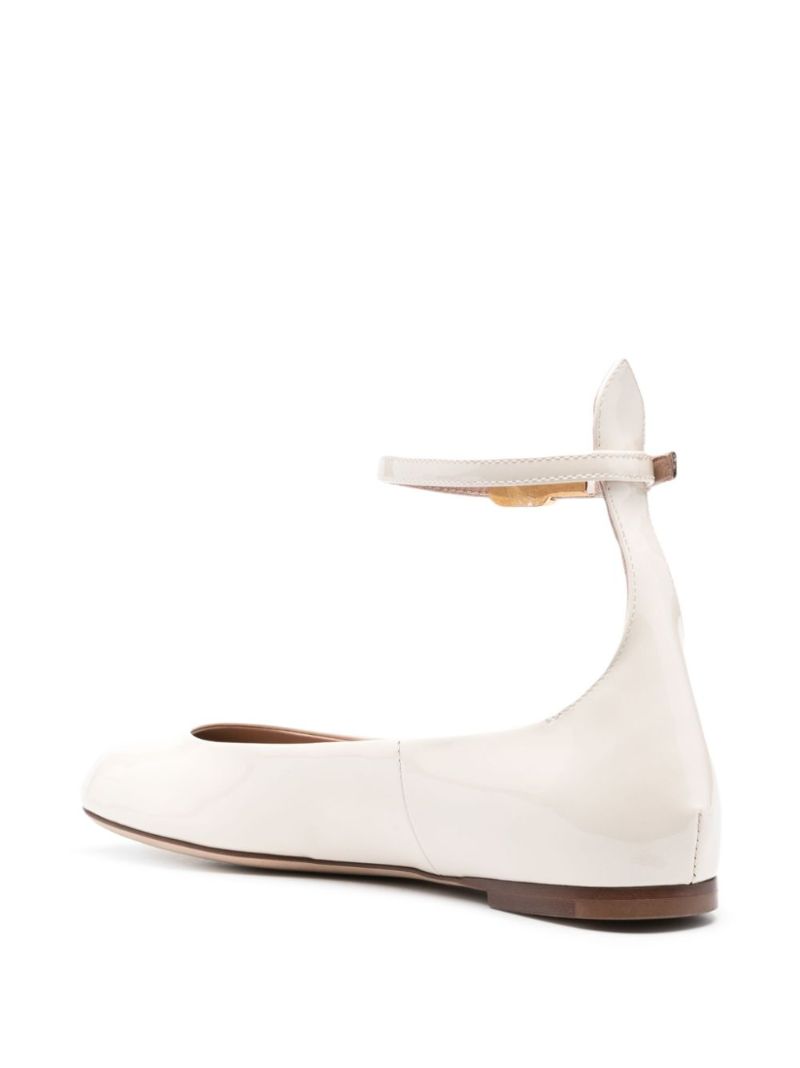 Neutral Tan-go Patent Leather Ballerina Shoes