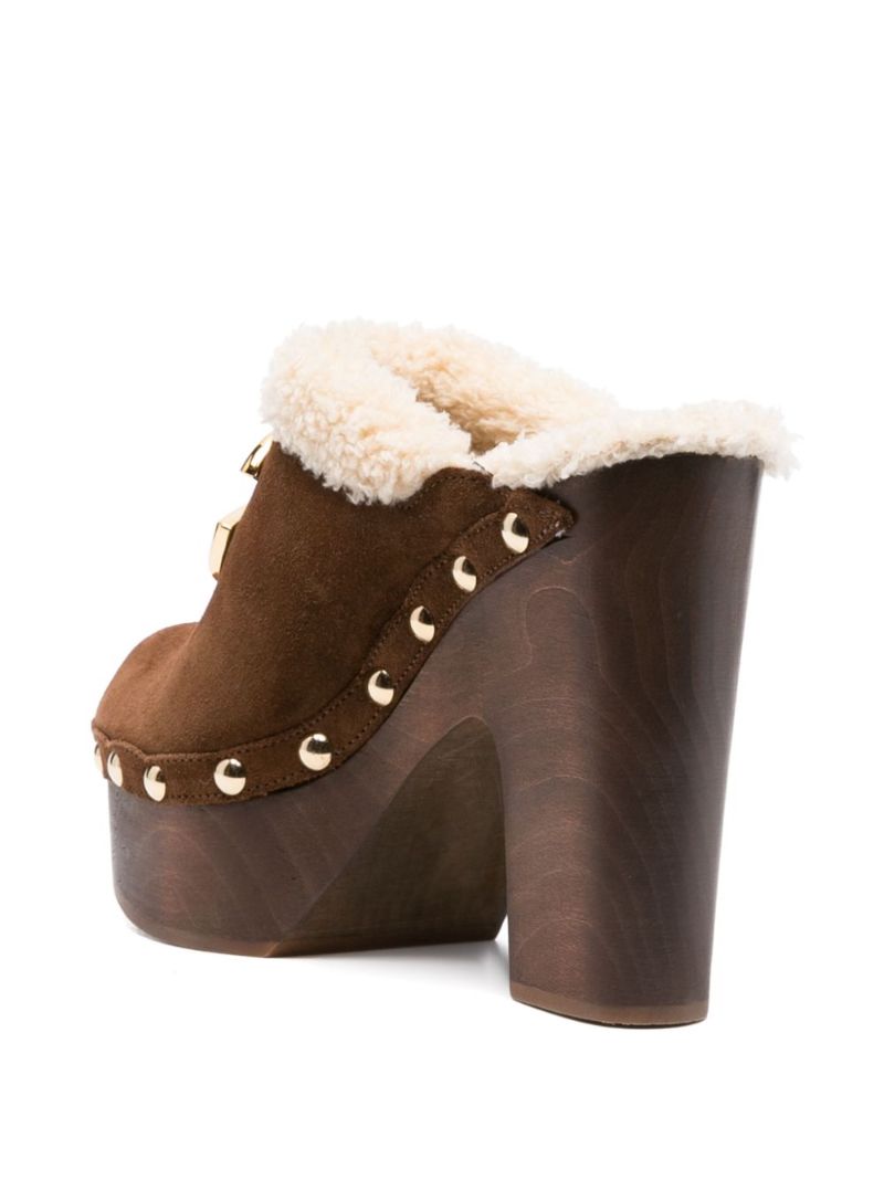 Brown Logo-plaque Suede Clogs