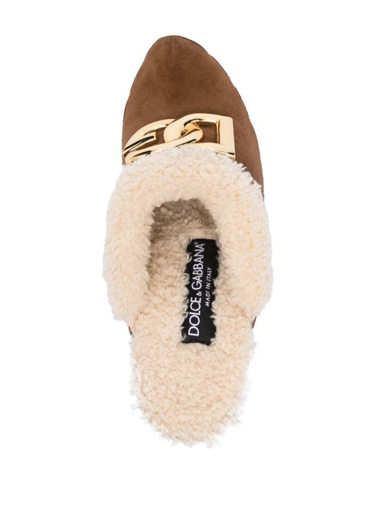Brown Logo-plaque Suede Clogs