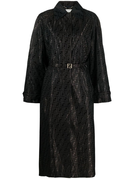 Brown Ff-jacquard Trench Coat