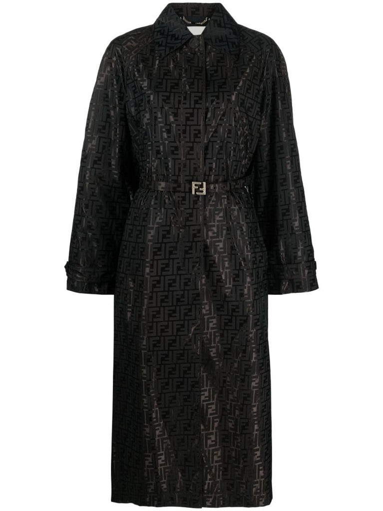 Brown Ff-jacquard Trench Coat