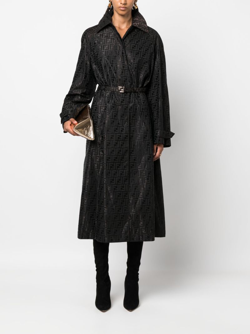 Brown Ff-jacquard Trench Coat