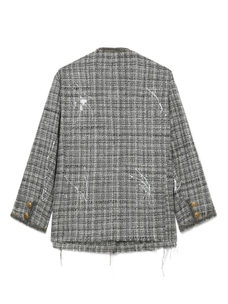 Grey Paint Splatter Tweed Jacket