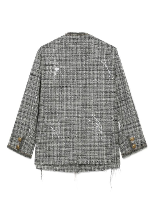 Grey Paint Splatter Tweed Jacket