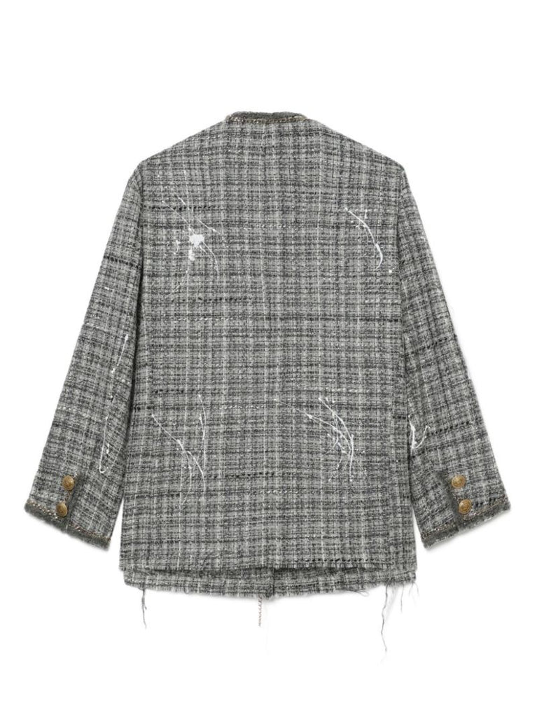 Grey Paint Splatter Tweed Jacket