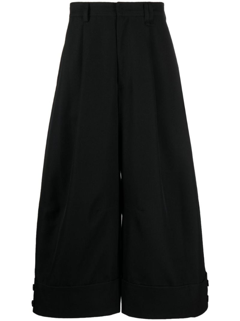 Black Cropped Wide-leg Trousers