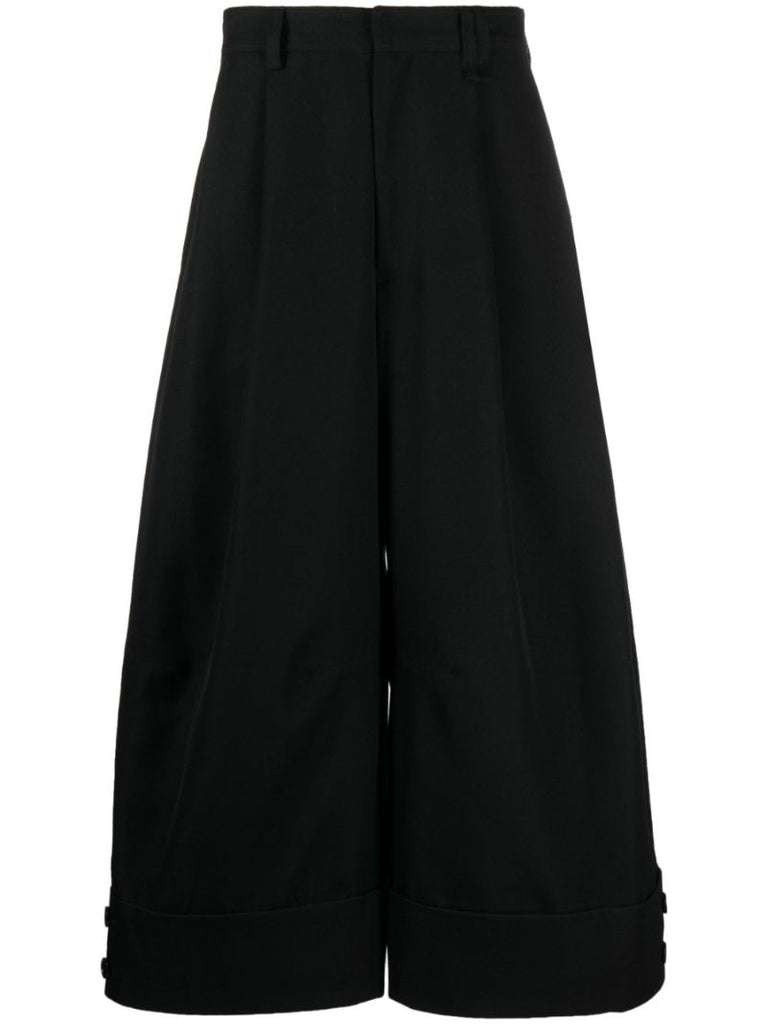 Black Cropped Wide-leg Trousers