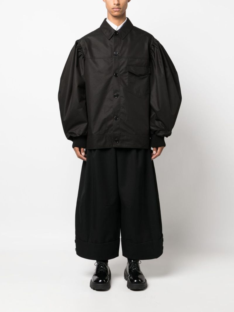 Black Cropped Wide-leg Trousers