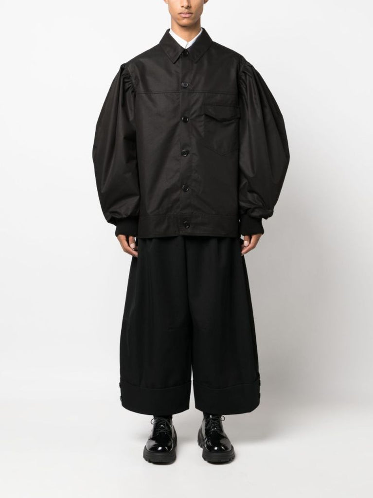 Black Cropped Wide-leg Trousers