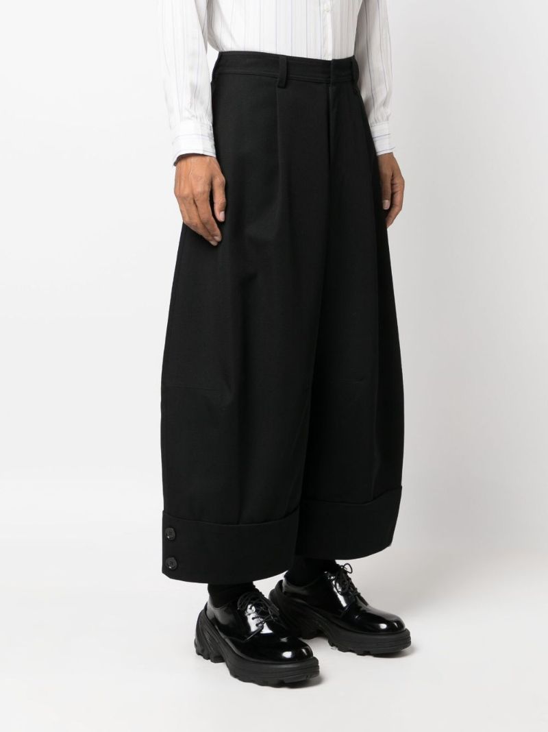 Black Cropped Wide-leg Trousers