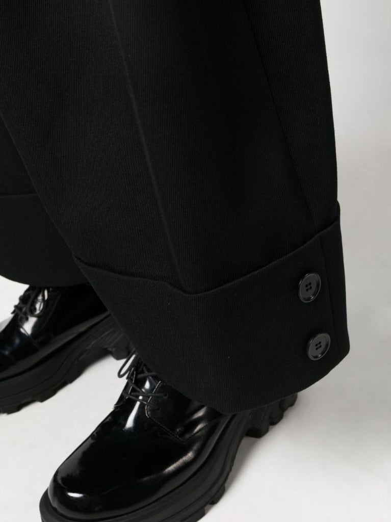 Black Cropped Wide-leg Trousers