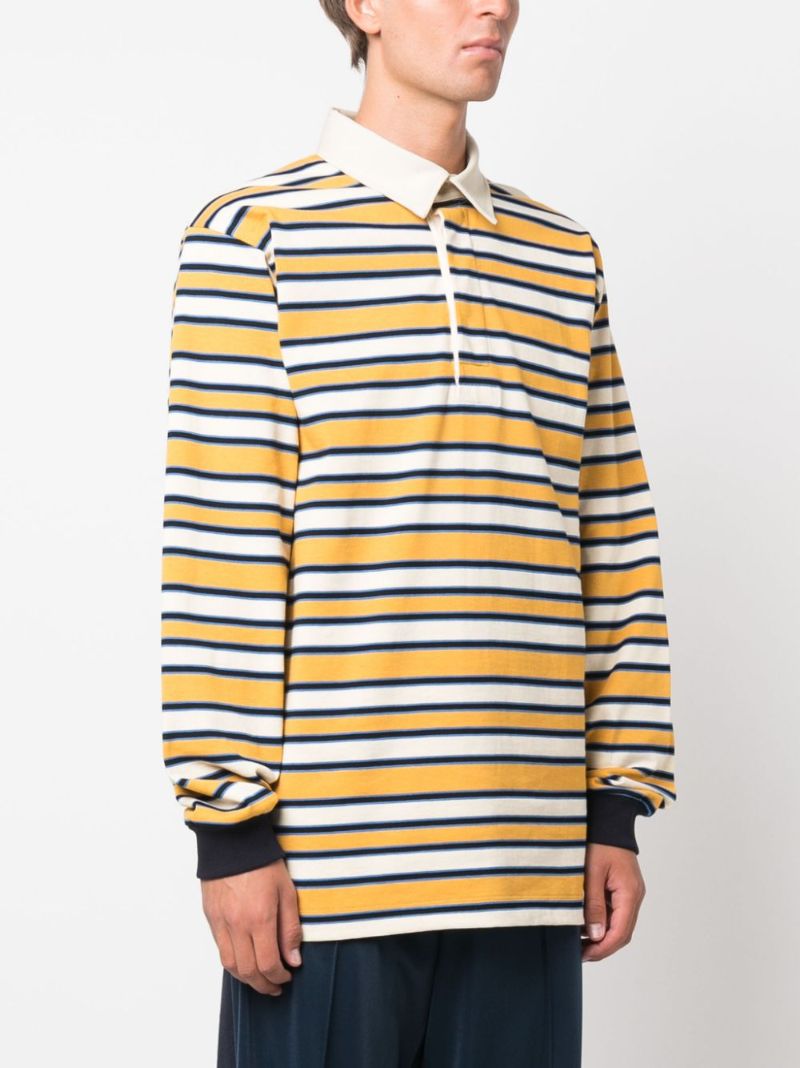 Yellow Logo-print Striped Polo Shirt