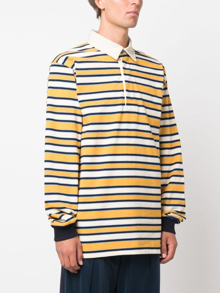 Yellow Logo-print Striped Polo Shirt