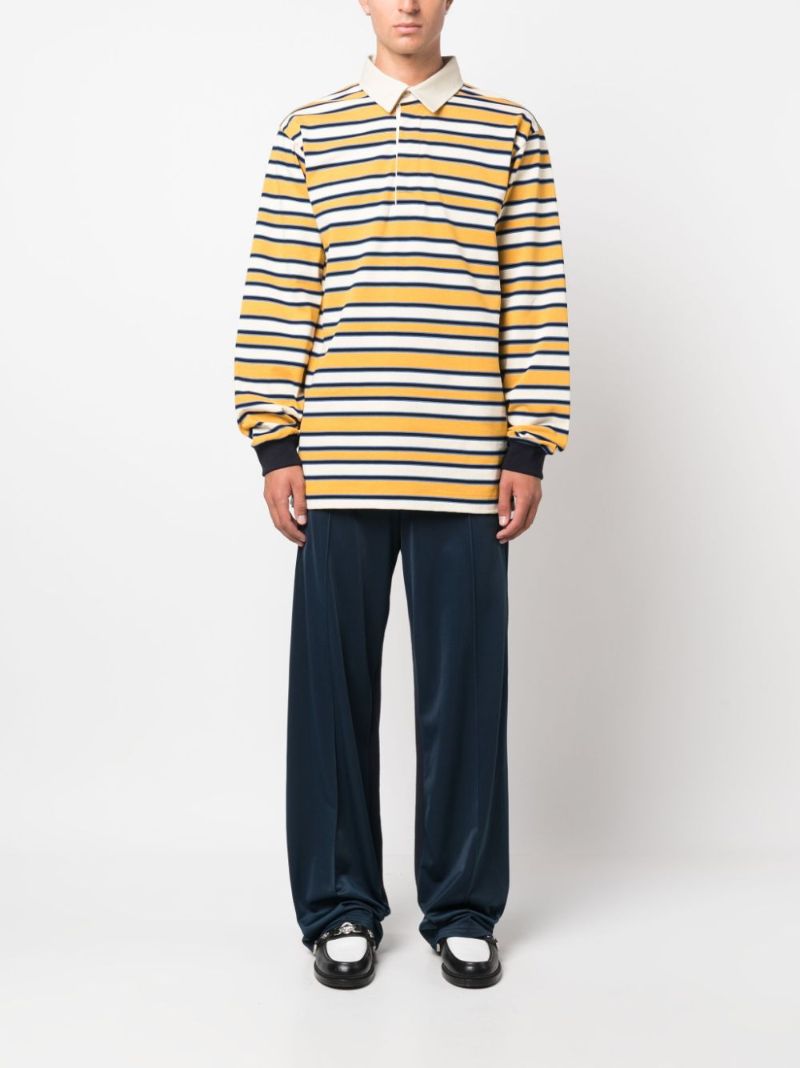 Yellow Logo-print Striped Polo Shirt