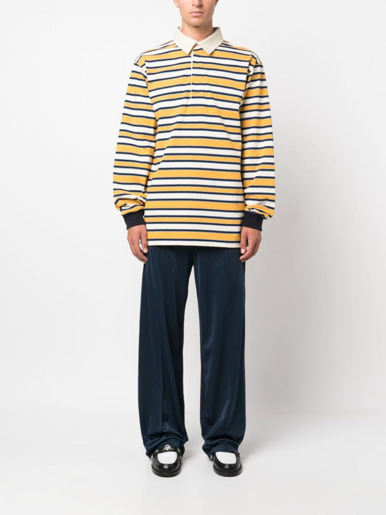 Yellow Logo-print Striped Polo Shirt