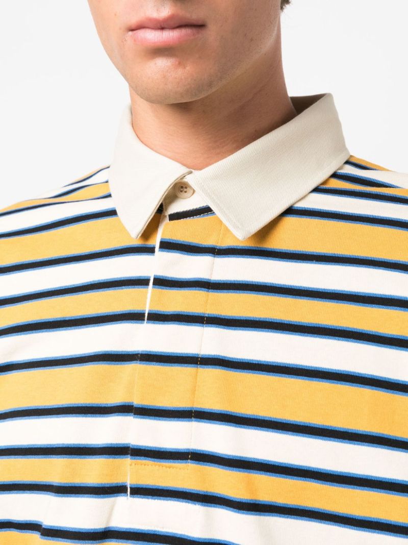 Yellow Logo-print Striped Polo Shirt
