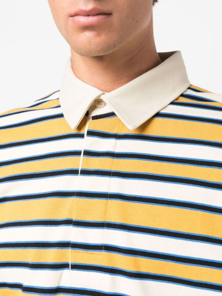 Yellow Logo-print Striped Polo Shirt