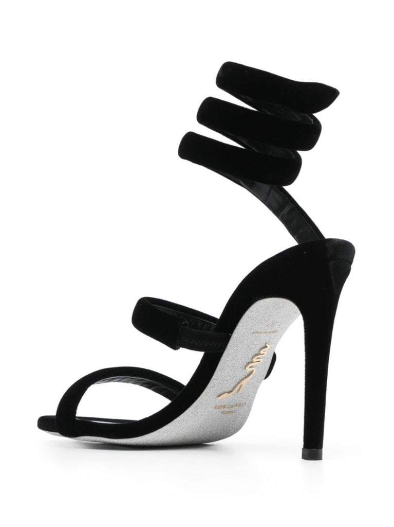 Black Cleo 110 Velvet Sandals
