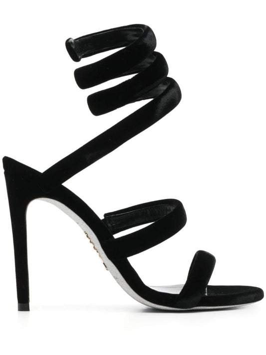 Black Cleo 110 Velvet Sandals