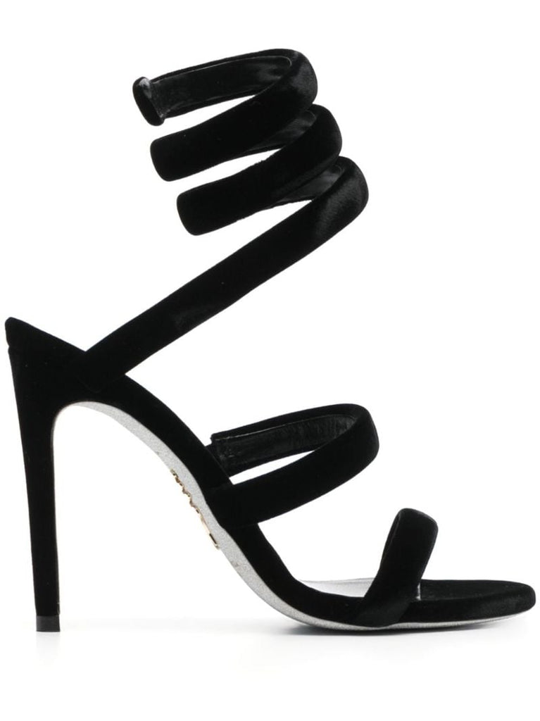 Black Cleo 110 Velvet Sandals